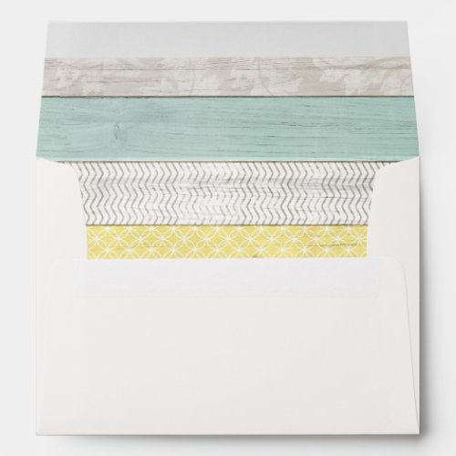 Mint  Yellow Cottage Rustic Wood Party Invitation Envelope