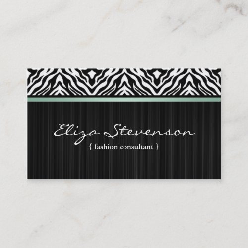 Mint Zebra Fashion Consultant Business Card