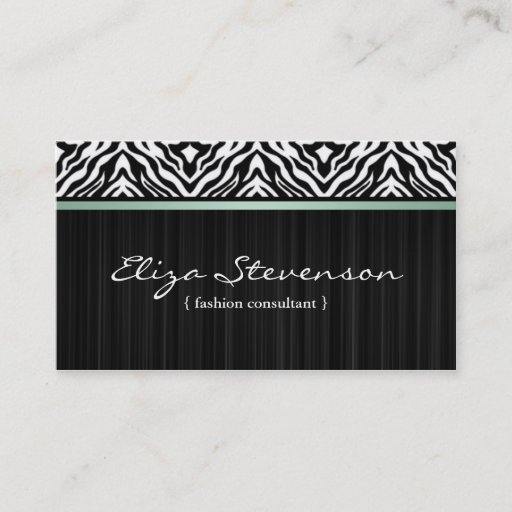 Customizable Mint Zebra Fashion Consultant Business Card