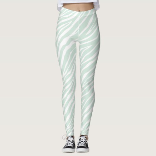 Mint Zebra Stripes Leggings