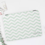 Mint Zig Zag Personalized Name iPad Air Cover<br><div class="desc">Custom-designed iPad smart cover featuring pastel mint zig zag/chevron pattern with personalized name/monogram.</div>