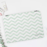 Mint Zig Zag Personalized Name iPad Mini Cover<br><div class="desc">Custom-designed iPad smart cover featuring pastel mint zig zag/chevron pattern with personalized name/monogram.</div>