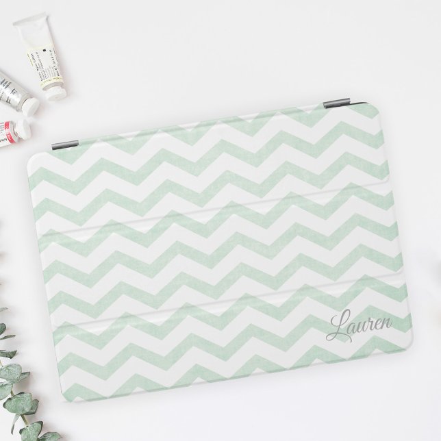 Mint Zig Zag Personalized Name iPad Mini Cover (Creator Uploaded)