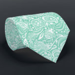 Minte & White Floral Paisley Pattern Neck Tie<br><div class="desc">Elegant white vintage floral paisley damasks pattern over mint-green changeable background. Adjustable size of the print and background color.</div>