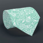 Minte & White Floral Paisley Pattern Neck Tie<br><div class="desc">Elegant white vintage floral paisley damasks pattern over mint-green changeable background. Adjustable size of the print and background color.</div>