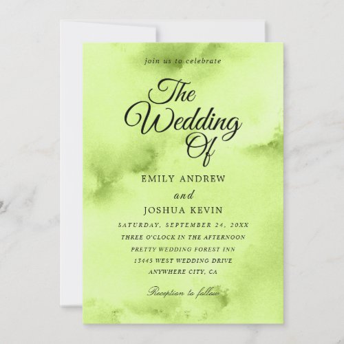 Minted Watercolor Wash  Green Wedding  Invitation