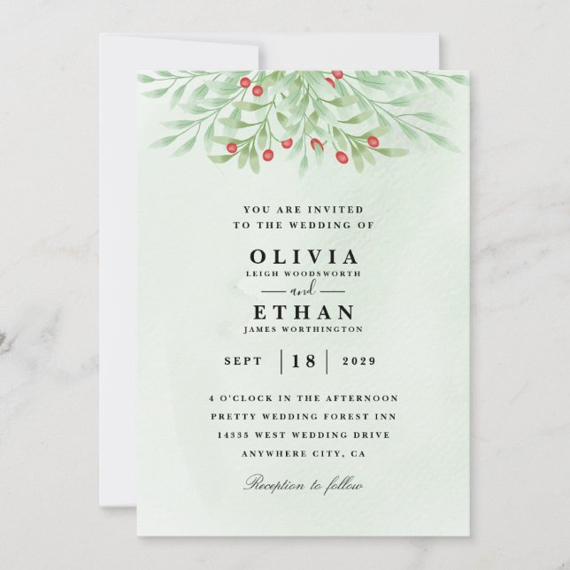 Minted winter wedding invitations (Front)