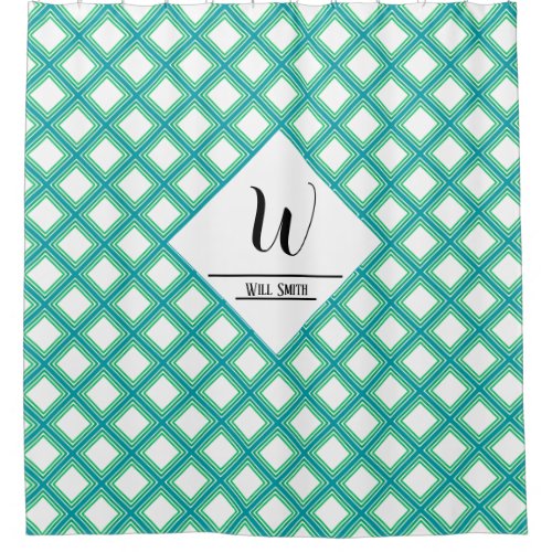 Mintgreen monogram and full name  shower curtain