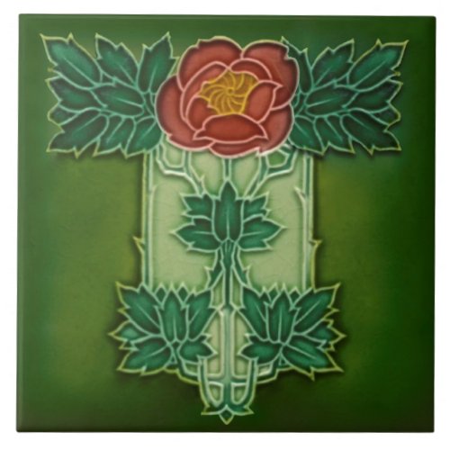 Minton Hollins Art Nouveau Deco Floral Tile Repro