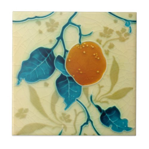 Minton Orange Fruit Branch Majolica c1900 Repro Ceramic Tile
