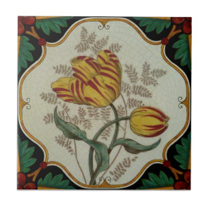 MInton Rembrandt Tulip Hand Colored Print Repro Ceramic Tile
