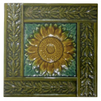 Minton Stoke on Trent Sunflower Majolica Tile