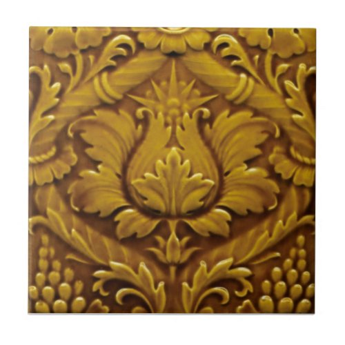 Minton Victorian Faux Relief Antique Gold Repro Ceramic Tile