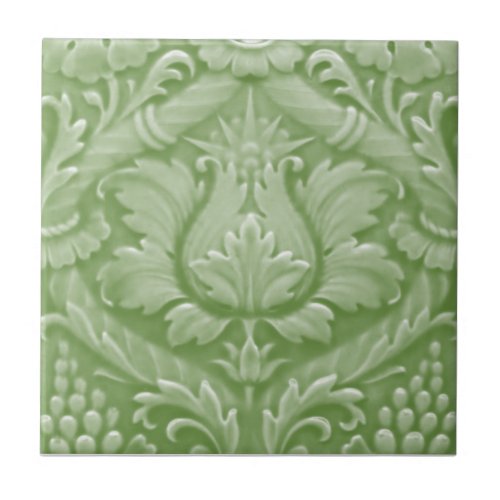 Minton Victorian Faux Relief Jadeite Color Repro Ceramic Tile