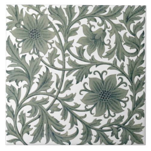 Minton Wm Morris Style Repro 1890s Tile on White