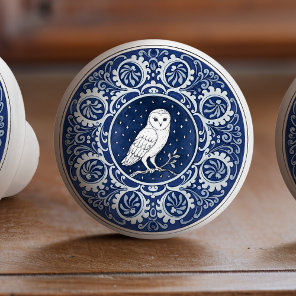 Mintons Owl British Royal Blue Victorian Ceramic Knob
