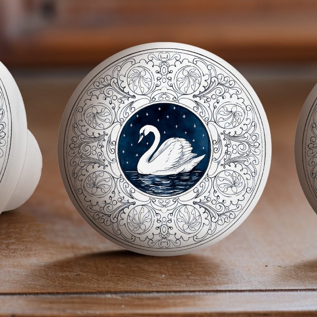 Mintons Swan British Royal Blue Victorian Ceramic Knob (Creator Uploaded)