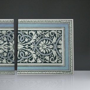 Mintons UK Classical Greek Floral Pattern Blue Ceramic Tile