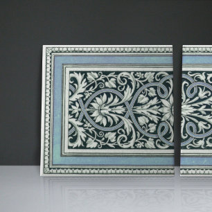 Mintons UK Classical Greek Floral Pattern Blue Ceramic Tile