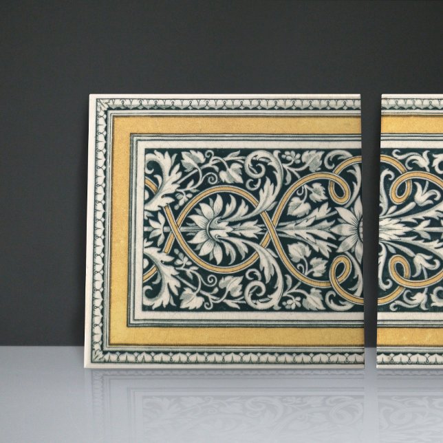 Mintons UK Classical Greek Floral Pattern Ceramic Tile (Creator Uploaded)
