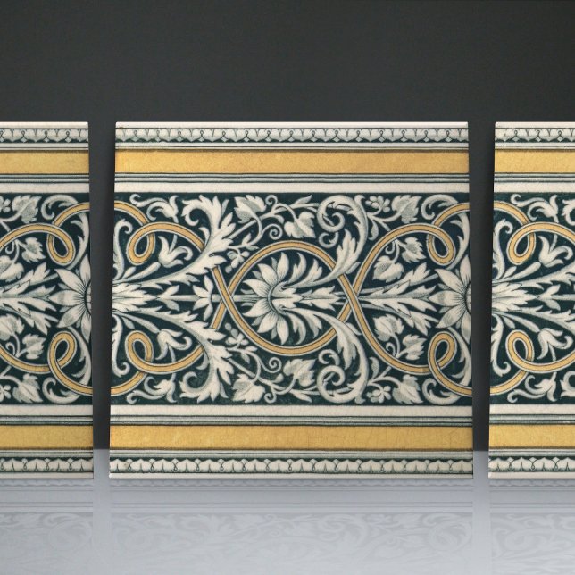 Mintons UK Classical Greek Floral Pattern Ceramic Tile (Creator Uploaded)