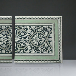 Mintons UK Classical Greek Floral Pattern Green Ceramic Tile