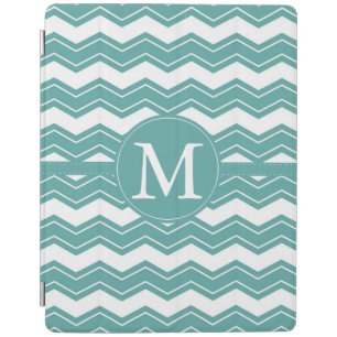 Minty Chevron Monogram iPad Smart Cover