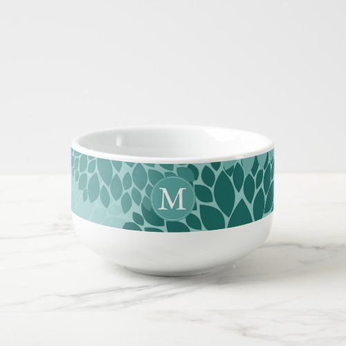 Minty Flowers Monogram Soup Mug