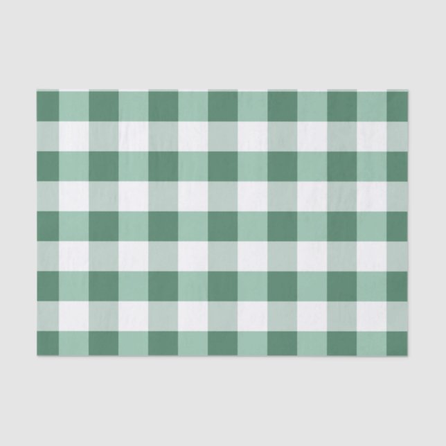 Minty Forest Green Tartan Plaid Pattern Print Tissue Paper (Front)