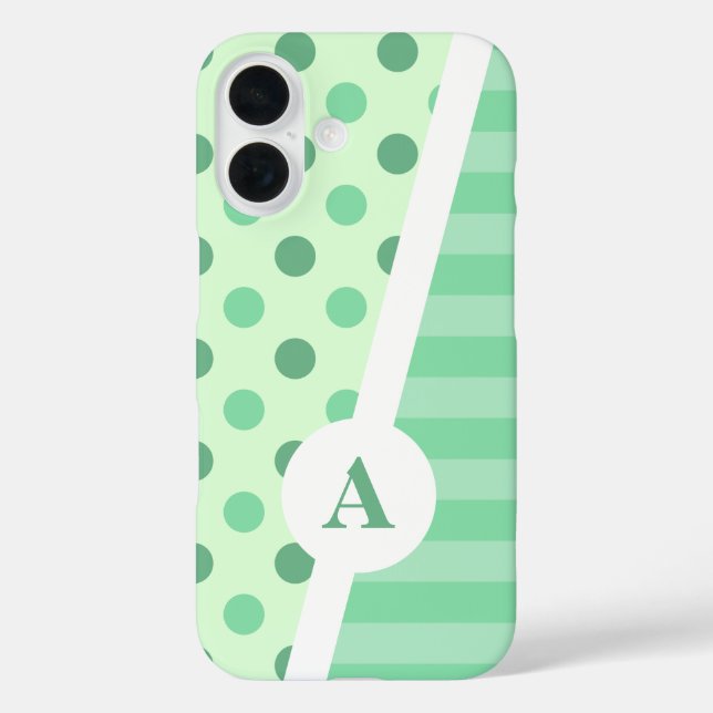 Minty Fresh Polka Dot and Stripe Pattern Case-Mate iPhone Case (Back)