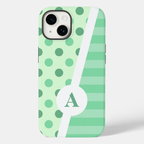 Minty Fresh Polka Dot and Stripe Pattern Case_Mate iPhone 14 Case