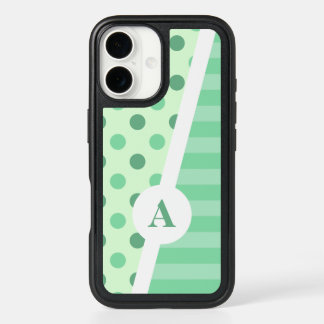 Minty Fresh Polka Dot and Stripe Pattern iPhone 16 Case
