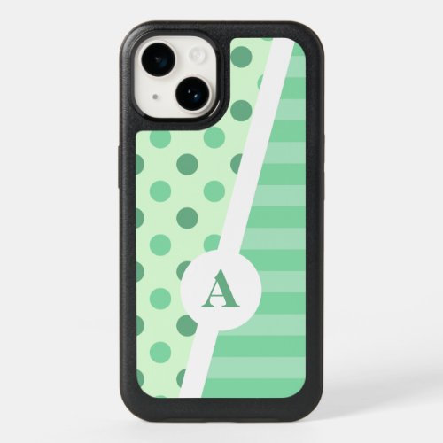 Minty Fresh Polka Dot and Stripe Pattern OtterBox iPhone 14 Case