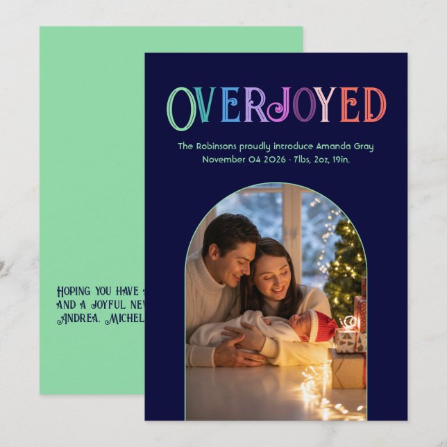 Minty Fresh Xmas Baby Birth Announcement Photo (Front/Back)