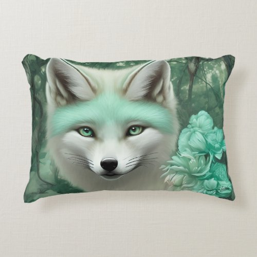 Minty Green Fox Editable Cushion