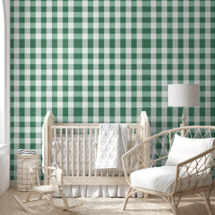 Minty Green Gingham Checkered Plaid Print Wallpaper