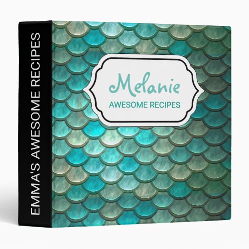 Minty Green Mermaid fish scales pattern Binder