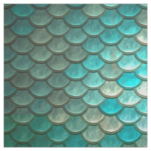 Minty Green Mermaid fish scales pattern Fabric