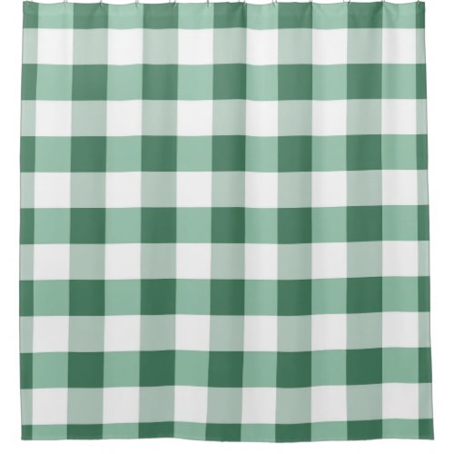 Minty Green Plaid Checkered Squares Shower Curtain