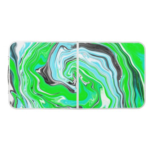 Minty Lime Green and Blue Marble Swirls  Beer Pong Table