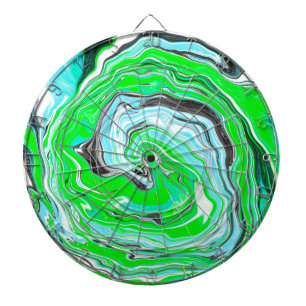 Minty Lime Green and Blue Marble Swirls Dart Board