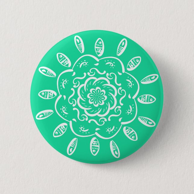 Minty Mandala Button (Front)