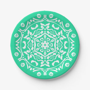 Minty Mandala Paper Plates