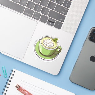 Minty Matcha Elegance in Green Cup Sticker