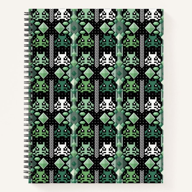 "Minty Matrix: 8-Bit Envy Invasion" Notebook (Front)