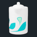 Minty nature style Teapot<br><div class="desc">Turquoise menthol leaves decant on this white base teapot.</div>