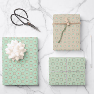 Minty Peach Surprise Wrapping Paper Flat Sheet Set