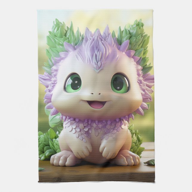 Minty, the charming Axolotl Kitchen Towel (Vertical)