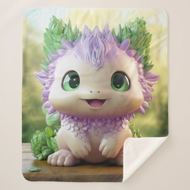 Minty, the charming Axolotl Sherpa Blanket (Front)