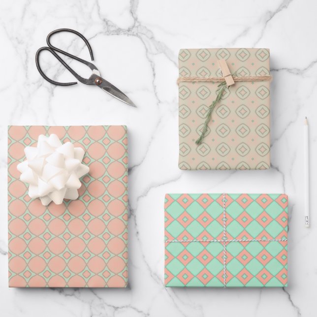 Minty Whirlwind Wrapping Paper Flat Sheet Set (Front)
